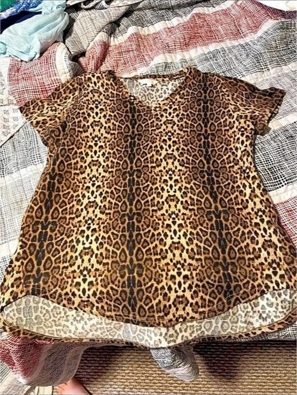 Amaryllis Animal Print Short Sleeve Top in Brown